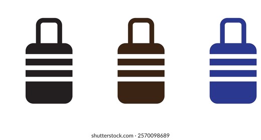 Suitcase icon set. Baggage, Travel suitcase symbol. Luggage, bag icon set. Vector icons. Black,Blue,White colors Suitcase.