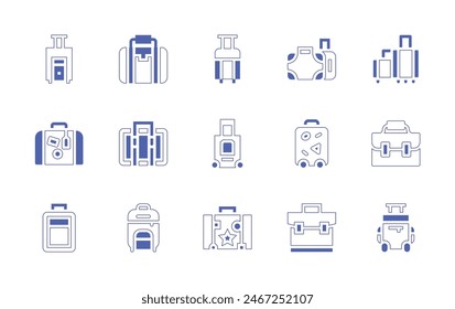 Suitcase icon set. Duotone style line stroke and bold. Vector illustration. Containing suitcase, travelling, luggage.