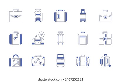 Suitcase icon set. Duotone style line stroke and bold. Vector illustration. Containing suitcase, travelbag, luggage.