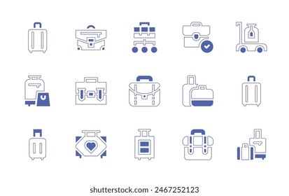 Suitcase icon set. Duotone style line stroke and bold. Vector illustration. Containing luggage, suitcase, baggage, bagagge, briefcase, business.