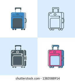 Suitcase icon set in flat and line styles