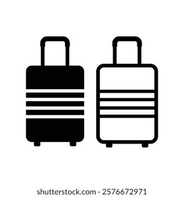 Suitcase icon set. Suitcase icons for travel, luggage, and adventure. Baggage, travel suitcase symbol. Trip baggage illustration isolated, eps 10.