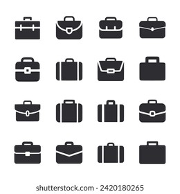 Suitcase icon set isolated on white