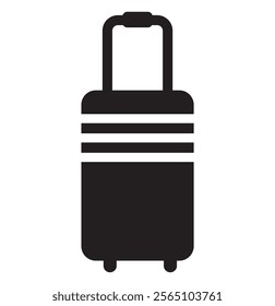 Suitcase Icon Set. Luggage Bag Icon. Travel Trip Flight Trolley Sign. Rolling Baggage Icon for UI Designs.