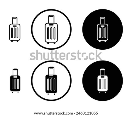 Suitcase Icon Set. Luggage Bag Vector Sign. Travel Trip Flight Trolley Vector Icon. Rolling Baggage Vector Sign Suitable for Apps and Websites UI Designs.