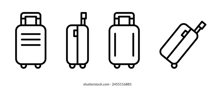 Suitcase icon set. Travel bag vector symbols. Trip baggage illustration isolated.