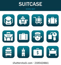 suitcase icon set. Vector  illustrations related with Backpack, Room service and Luggage