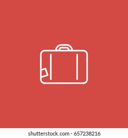 suitcase icon. sign design. red background