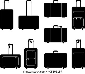 Suitcase Icon, Silhouette Vector Illustration