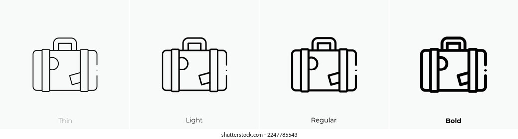 suitcase icon. Thin, Light Regular And Bold style design isolated on white background