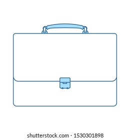 Suitcase Icon. Thin Line With Blue Fill Design. Vector Illustration.
