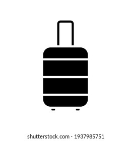 Suitcase icon. Travel luggage black silhouette symbol. Vector isolated on white.