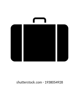 Suitcase icon. Travel luggage black silhouette symbol. Vector isolated on white.