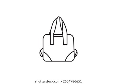 ícone de mala, vetor de bagagem de viagem, ilustração de saco de carrinho simples, símbolo de saco de viagem de contorno, arte minimalista da linha de bagagem, desenho de bagagem de férias, ícone de mala rolante, viagem em preto e branco 