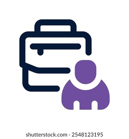 Koffersymbol. Vektorsymbol mit zwei Tönen für Ihre Website, Ihr Handy, Ihre Präsentation und Ihr Logo-Design.