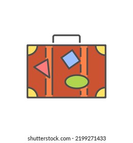 Suitcase Icon. Suitcase Vector Filled Outline Icon. Editable Image