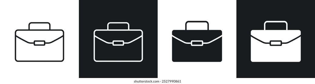 Suitcase icon vector icon set black filled and outlined style.