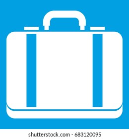 Suitcase icon white isolated on blue background vector illustration