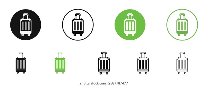 Suitcase icons in black and green colors collection