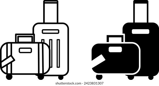 Suitcase icons. Black and White Vector Icons. Luggage for Travel. Travel and Vacation Concept