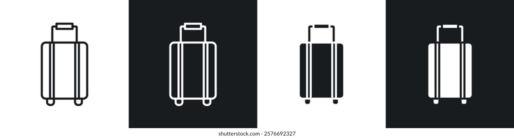 Suitcase icons collection in black and white solid and line style