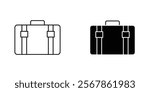 Suitcase icons collection in Filled flat and thin line style.