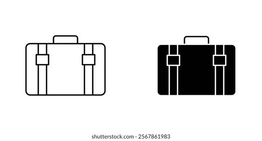 Suitcase icons collection in Filled flat and thin line style.