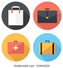 Suitcase icons . Flat design style modern vector illustration. Isolated on stylish color background. Flat long shadow icon. Elements in flat design.