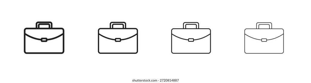 Los iconos de la maleta delinean el diseño de Vector negro. Línea con trazo editable.