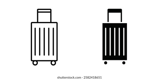 Suitcase icons pack vectors in black flat and strokes