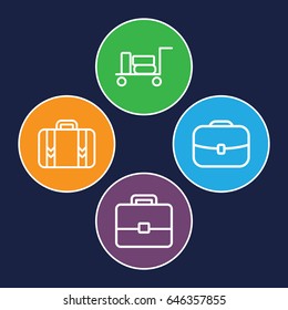 Suitcase icons set. set of 4 suitcase outline icons such as luggage