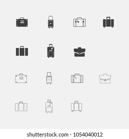 suitcase icons set, bag icons set