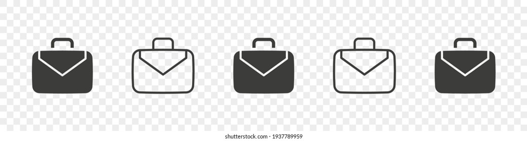 Iconos de maleta establecidos. Colección de iconos de maletín. Las maletas son de estilo moderno. Ilustración del vector
