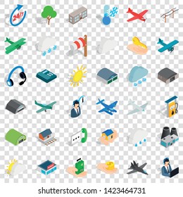Suitcase icons set. Isometric style of 36 suitcase vector icons for web for any design