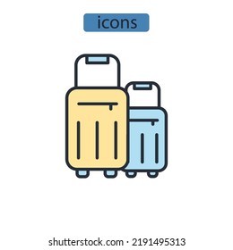 iconos de maleta configurados. símbolo de paquete de maleta elementos vectoriales para web infográfica