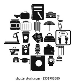 Suitcase icons set. Simple set of 25 suitcase icons for web isolated on white background