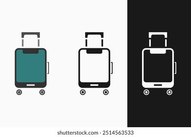 Iconos de la maleta: Ilustración vectorial de los iconos de la maleta con el fondo blanco y negro