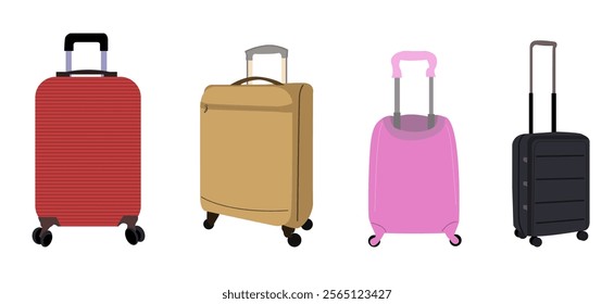 Suitcase Illustration Design Set, ideal for use on travel agency promotional materials, holiday posters, airline advertisements, websites or travel apps.