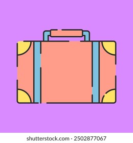 Diseño Plano De La Ilustración De La Maleta Aislado En Fondo Púrpura