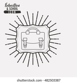 Suitcase inside frame icon. Education school learning and study theme. Black and white design. Vector illustration