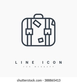 Suitcase isolated minimal single flat linear icon for application and info-graphic. Travel line vector icon for websites and mobile minimalistic flat design.