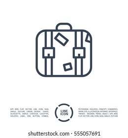Suitcase isolated minimal single flat linear icon for application and info-graphic. Travel line vector icon for websites and mobile minimalistic flat design.