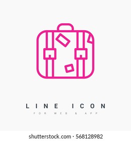 Suitcase isolated minimal single flat linear icon for application and info-graphic. Travel line vector icon for websites and mobile minimalistic flat design.