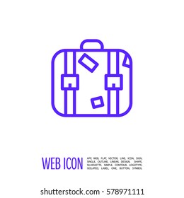 Suitcase isolated minimal single flat linear icon for application and info-graphic. Travel line vector icon for websites and mobile minimalistic flat design.