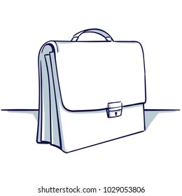 Suitcase isolated on the white background. View under the foreshortening. Hand drawn doodle cartoon vector illustration.
