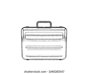 Suitcase. Isolated on white background. Vector illustration. Pointillism style.
