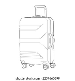 Suitcase isolated outline. Vector outline for coloring book. Vector illustration suitcase on white background.
