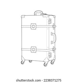 Suitcase isolated outline. Vector outline for coloring book. Vector illustration suitcase on white background.
