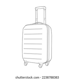 Suitcase isolated outline. Vector outline for coloring book. Vector illustration suitcase on white background.
