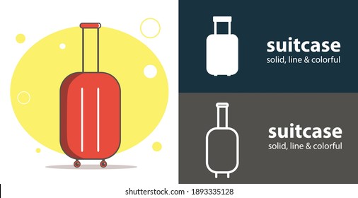 suitcase isolated vector flat icon with Luggage solid, line. suitcase isolated vector flat icon with Luggage solid, line. suitcase isolated vector flat icon with Luggage sol